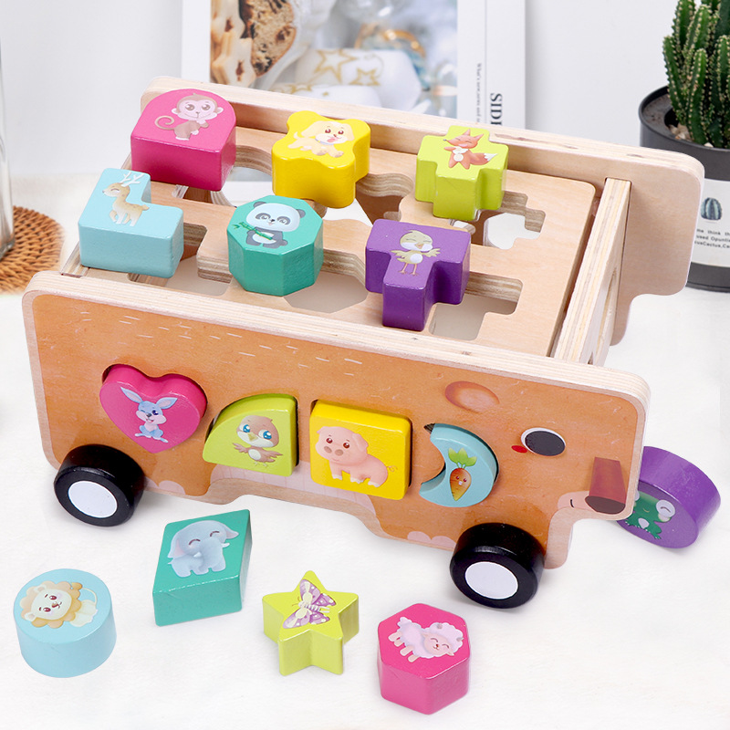Niños de madera con formas geométricas, educación temprana, coche intelectual, juguete, bebé, tira de rábanos, juego de pesca, niños y niñas