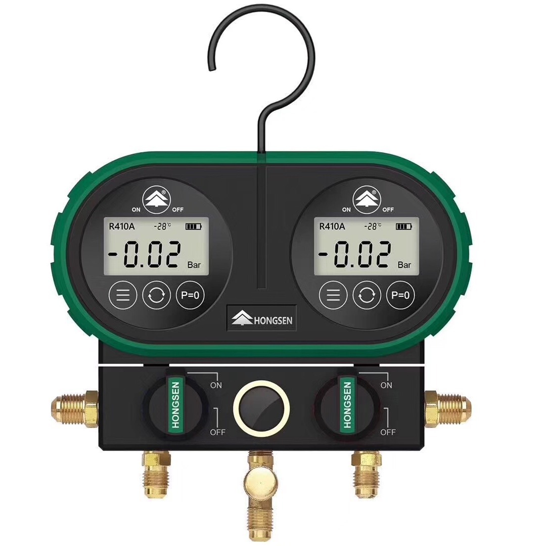 鸿森HS-350A数字冷媒表HS-S60-EW电子温感双表阀加氟表检压测漏