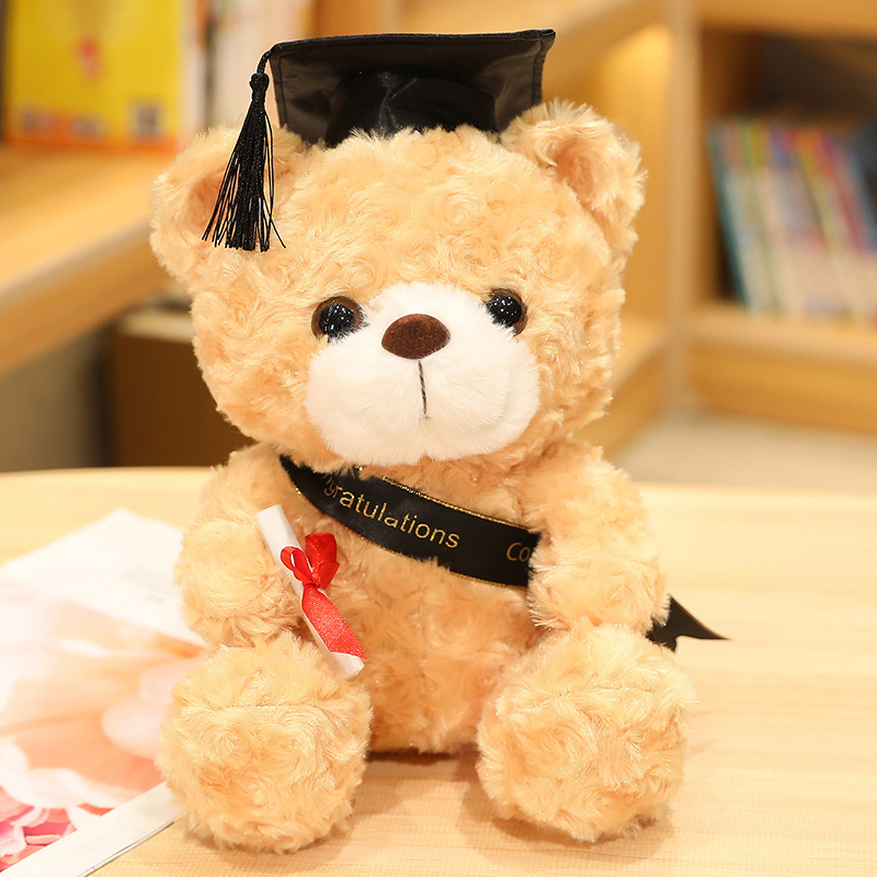 Doctor sombrero oso muñeca doctor oso de peluche de juguete graduación oso muñeca graduación temporada regalo logo