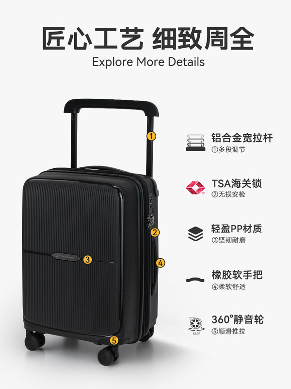2025新款超跨境专供轻便大容量行李箱中置宽拉杆PP拉杆箱20 24 28|undefined