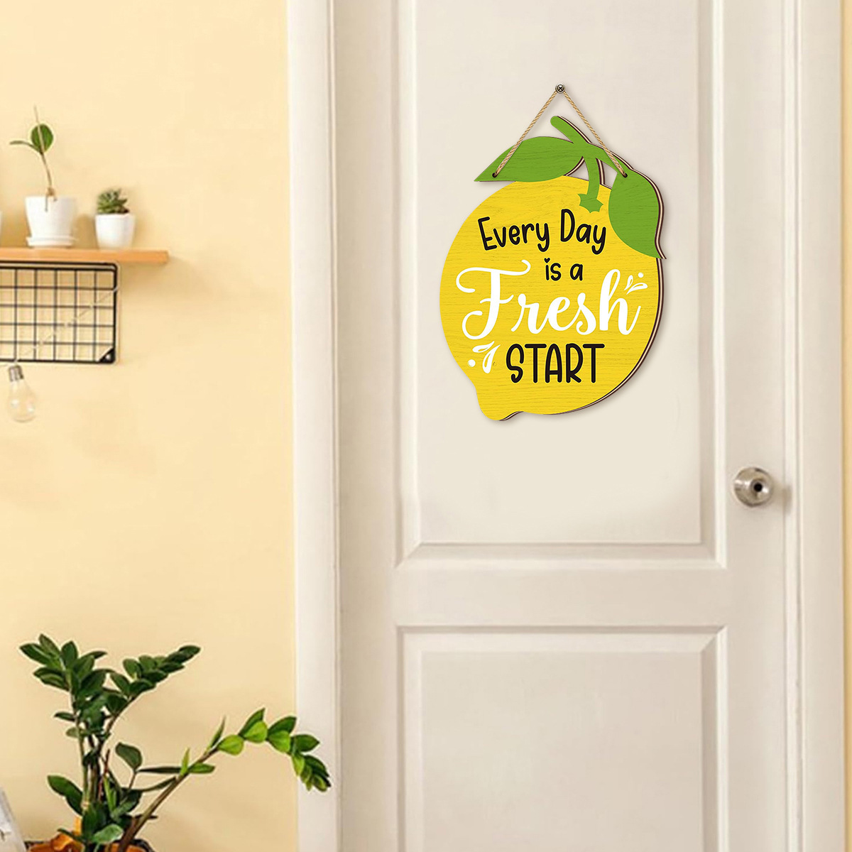 Colgante nuevo limón de verano decoración para el hogar bienvenida logotipo de madera placa decorativa creativa
