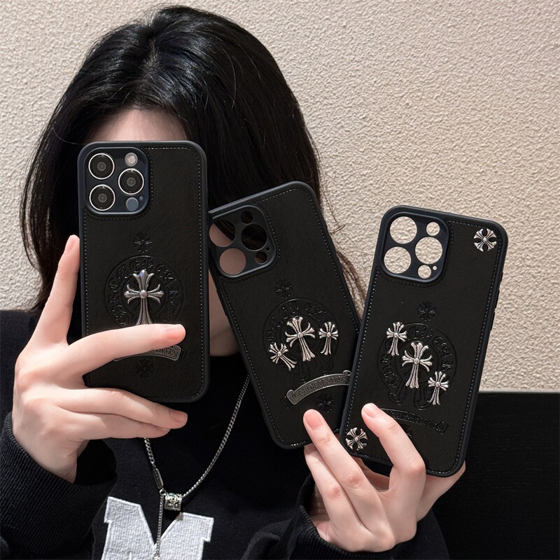 Cross-Shaped Chrome Hearts Case Suitable for Apple 16 Pro Max 17/13/12 Full-Cover 16 Phone Case Tagi Phone Case