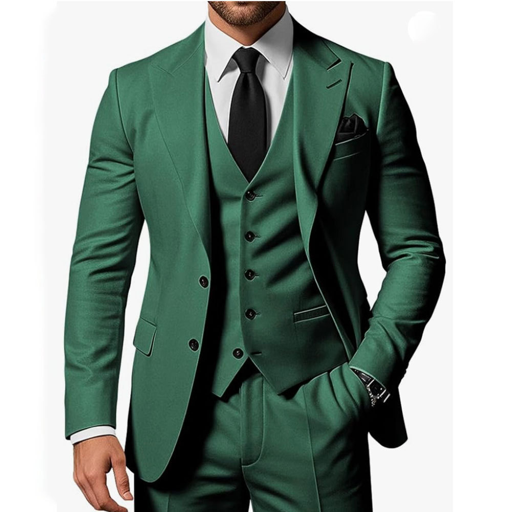 Nuevo traje de hombre traje de tres piezas casual de negocios banquete de baile traje delgado vestido de playa de boda