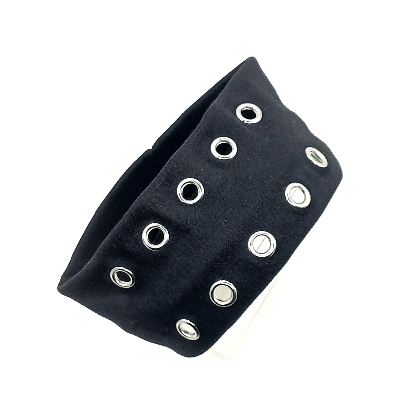 HW250402-40x7.5cm弹力布10气眼朋克风头带-