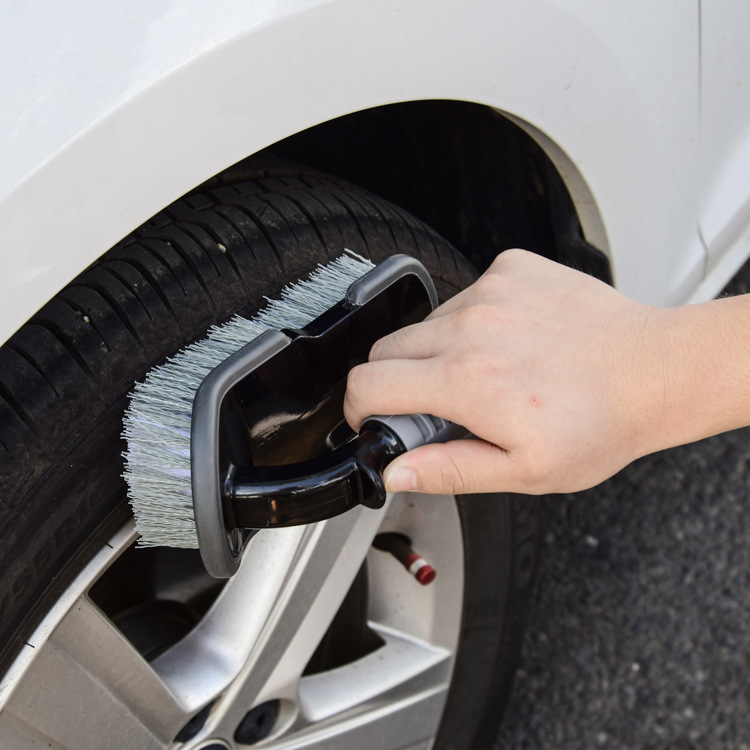 Short Handle Car Wheel Brush Foot Pad Brush Wheel Brush Car Tool Soft Wool U-shaped Carpet Brush Cleaning Tire Car Brush
