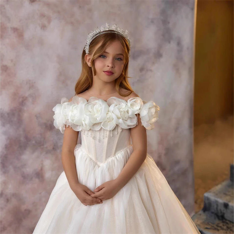 Girls Lace Princess Dress Tutu Skirt For Wedding And Birthday_voghion.com