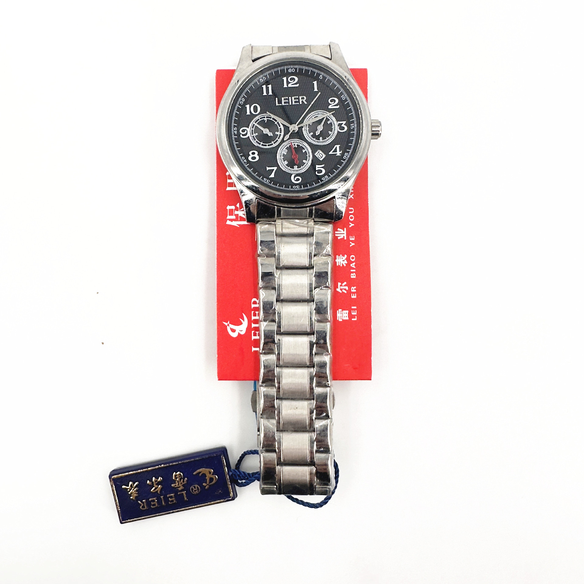 原装雷尔 男款石英表 中老年时尚手表 不锈钢表壳 装饰6针 带日历