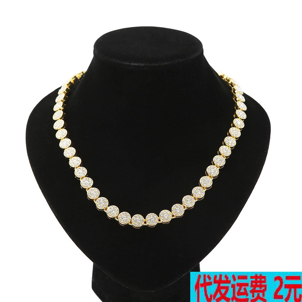 Источник фабрики прямых продаж новый полный бриллиант женский ночной бар хип-хоп кубинское ожерелье шейный цепной сети красный уличный рэп