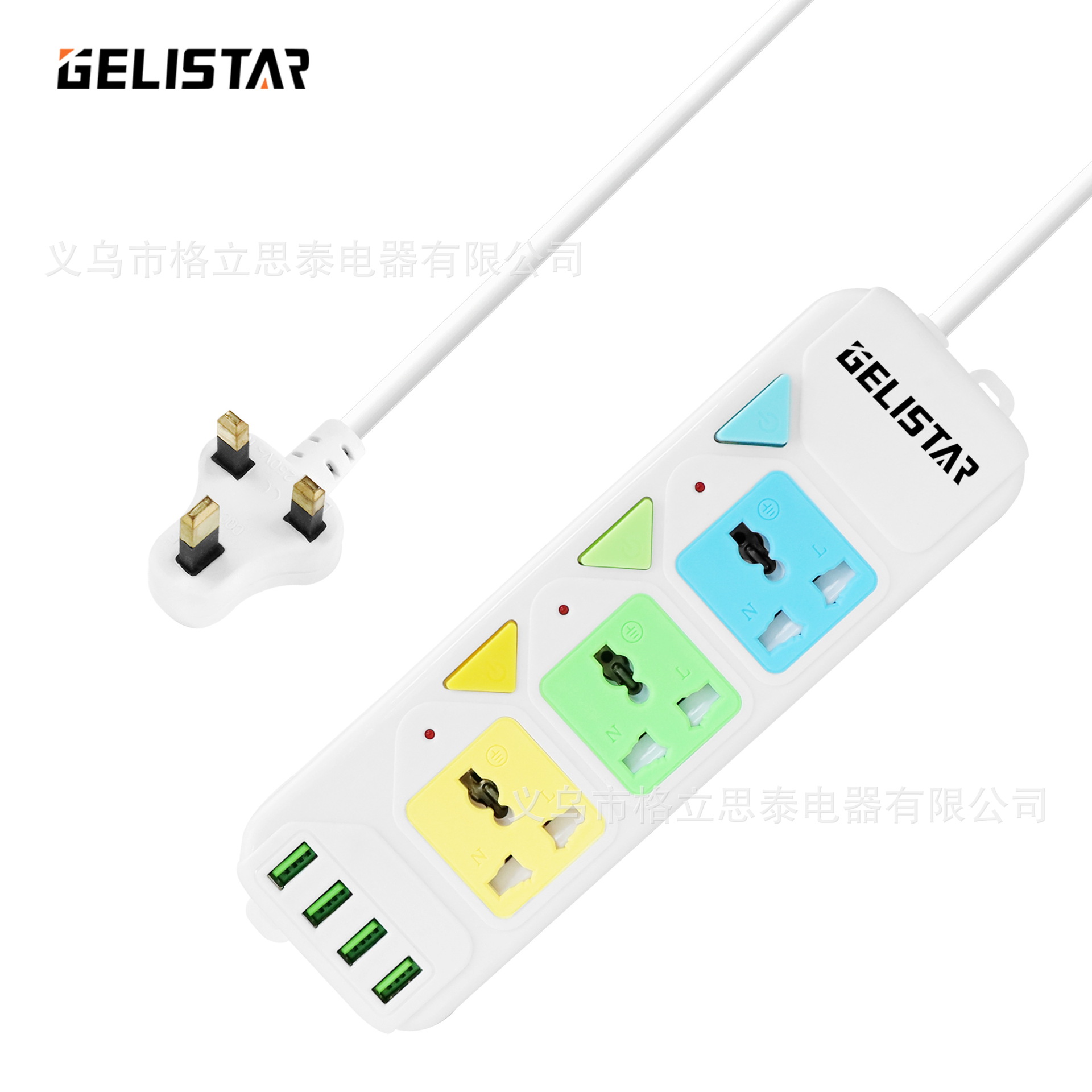 带USB TYPE C东南亚中东热销插座非洲带线排插万能孔插线板外贸