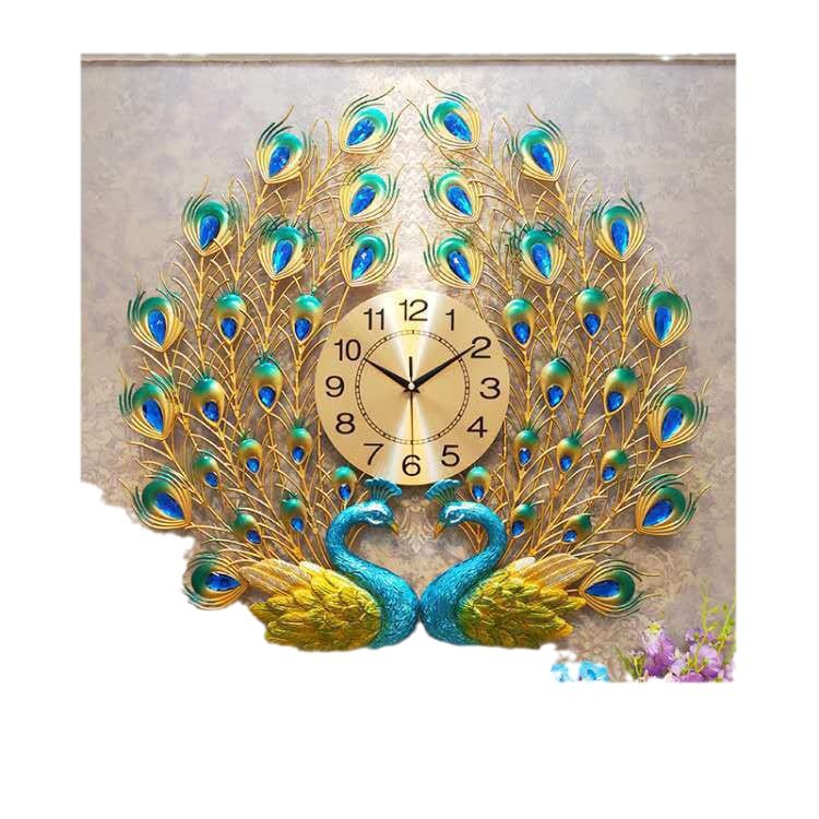 Venta directa de fábrica Reloj de pared de pavo real Sala de estar Reloj creativo de moda para el hogar Reloj europeo de decoración simple y silencioso