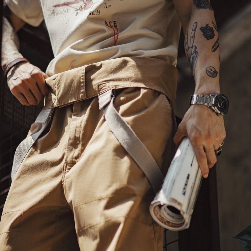 Maden Workwear American Retro Loose Bf Straight-Leg Overalls Ami Khaki Casual Jumpsuit Long Pants for Men