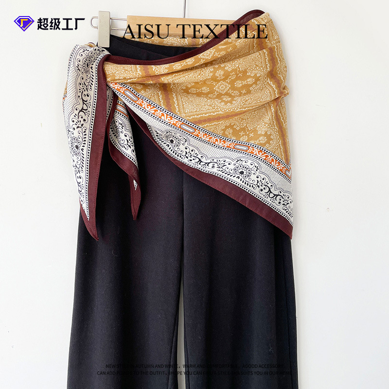 French-Style Retro Paisley Silk Scarf Triangle Scarf Belt for Women, Versatile Accessory for Pants and Streetwear