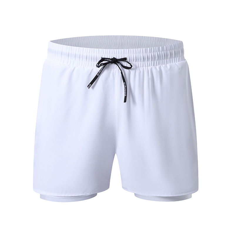 Maratón deportivo de verano para hombres corriendo pantalones cortos de secado rápido forro de doble capa para la piel entrenamiento fitness pantalones de tres puntos en stock
