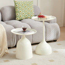 奶油小边几客厅家用沙发简约铁艺圆桌卧室茶几小户型阳台简易桌子