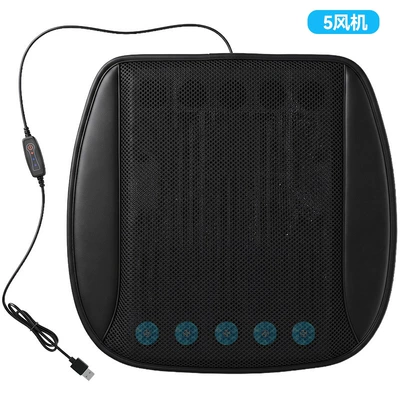 Car Seat Cushion for Summer, Cool and Ventilated Seat Pad, Breathable and Heat-Relieving, Home Use USB Fan Seat Cushion, Car Ice Silk Cooling Pad (Multi-function pad) - black-5-fans-usb-ventilated-seat-cushion
