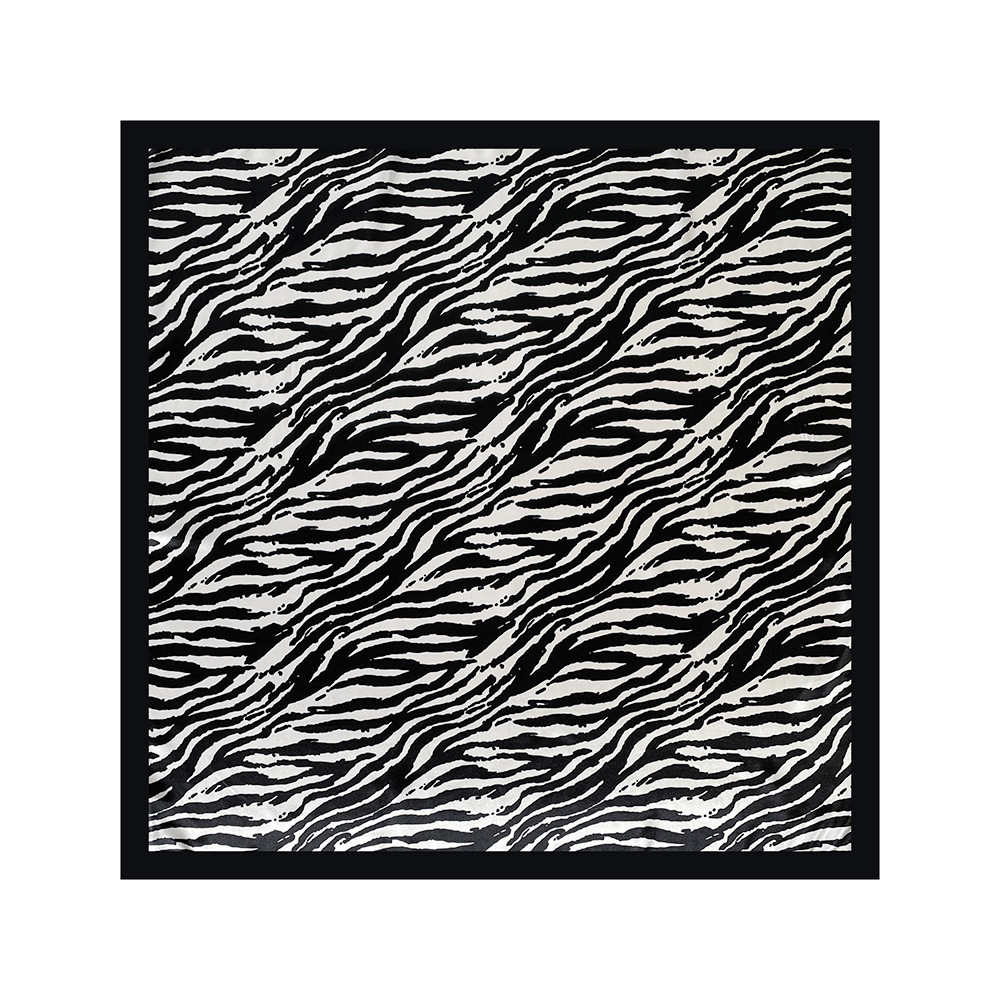 Lenço quadrado de seda estampado zebra echarpe feminina_voghion.com
