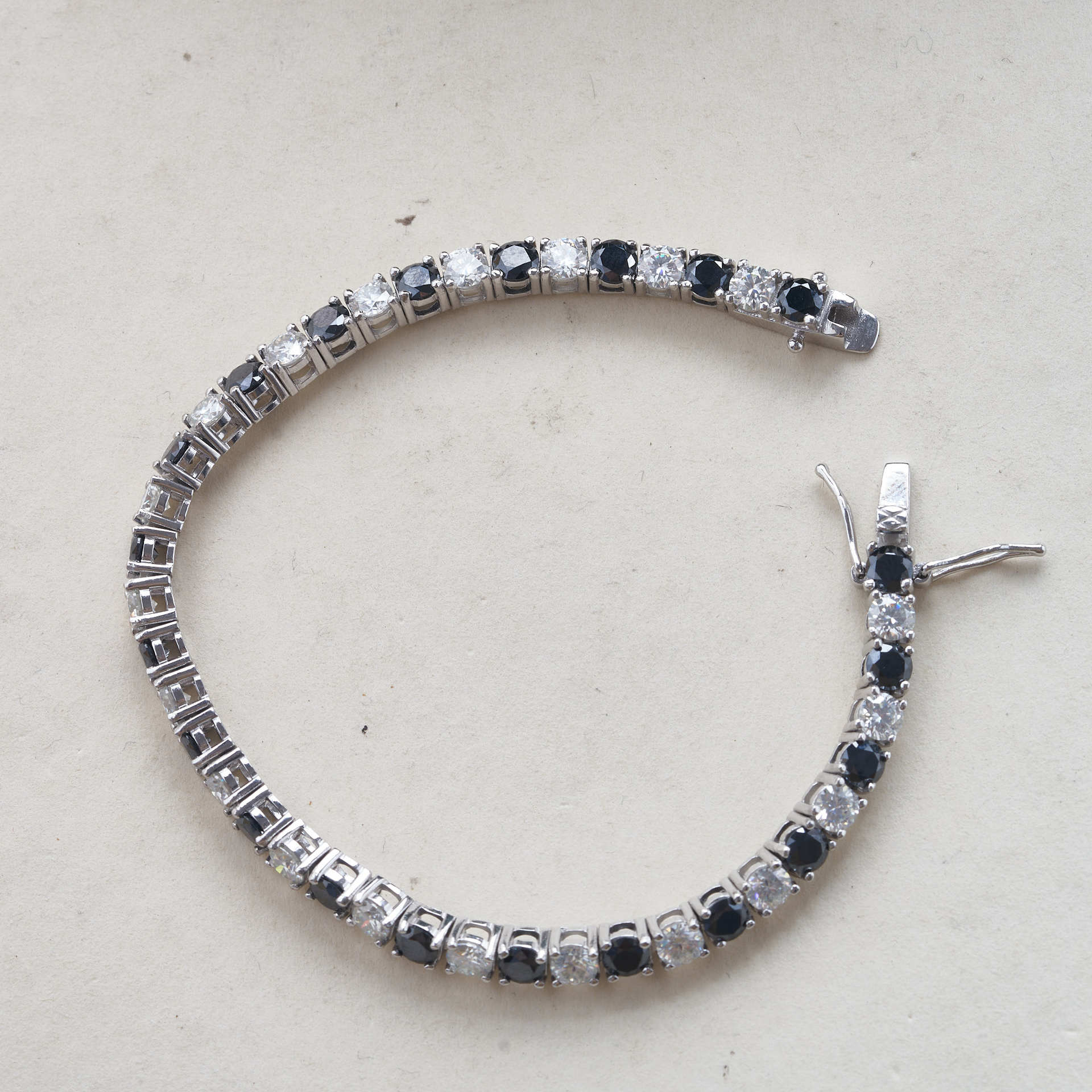 3/4/5mm moissanite tenis pulsera nuevo blanco y negro de las mujeres plata esterlina completa diamante fila simple moda