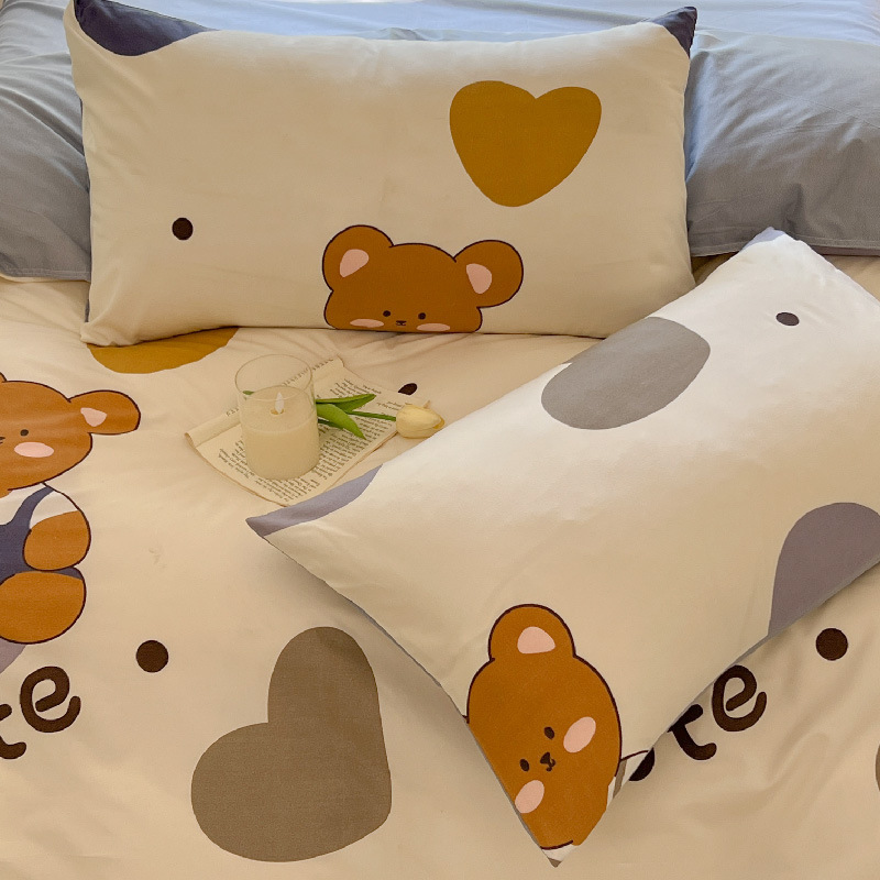Winter Bed Sheet And Duvet Cover Set Cartoon Pattern 4 Piece_voghion.com