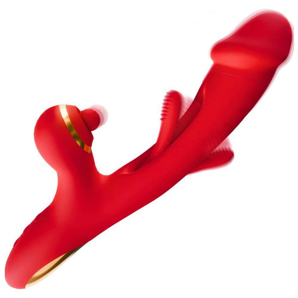 Силиконовый массажёр со спорожнением и вибрацией G-Spot, 7 режимов, аккумуляторный, фиолетовый/красный