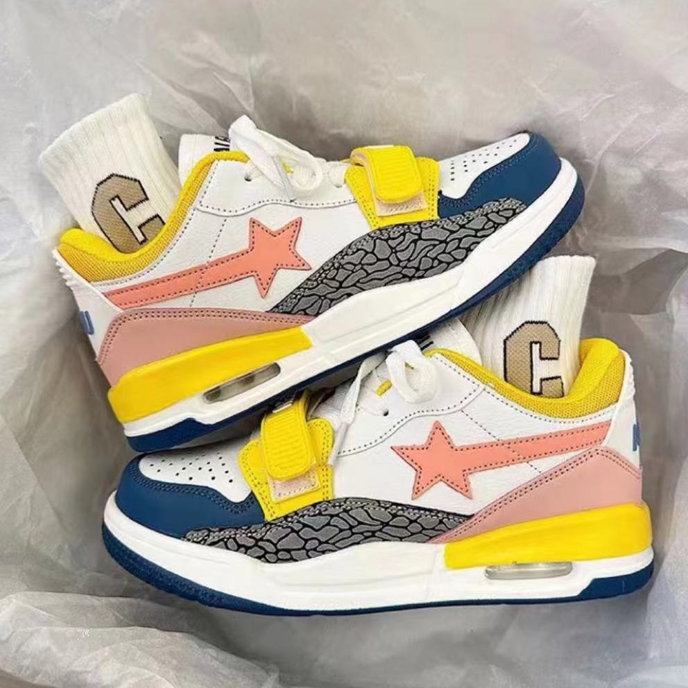 2023 Autumn New INS Style Air Cushion Casual Couple Running Shoes Trendy Color Clash College Breathable Sports Shoes for Men and Women