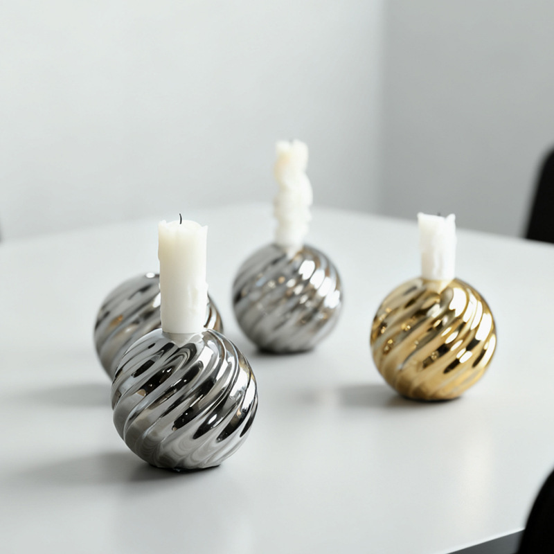 Gold and Silver Light Luxury Modern Ceramic Candle Holder Dining Table Candlelight Dinner Candle Holder Living Room Home Decoration Ornaments Gold and Silver Light Luxury Modern Ceramic Candle Holder Dining Table Candlelight Dinner Candle Holder Living Room Home Decoration Ornaments