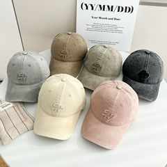 頭囲の大きい人向けの新しいウォッシュドコットンレターベースボールキャップ、韓国風の深いトップとつばの広い顔見せ、小さくて多用途なカップルスタイルのひさしキャップ