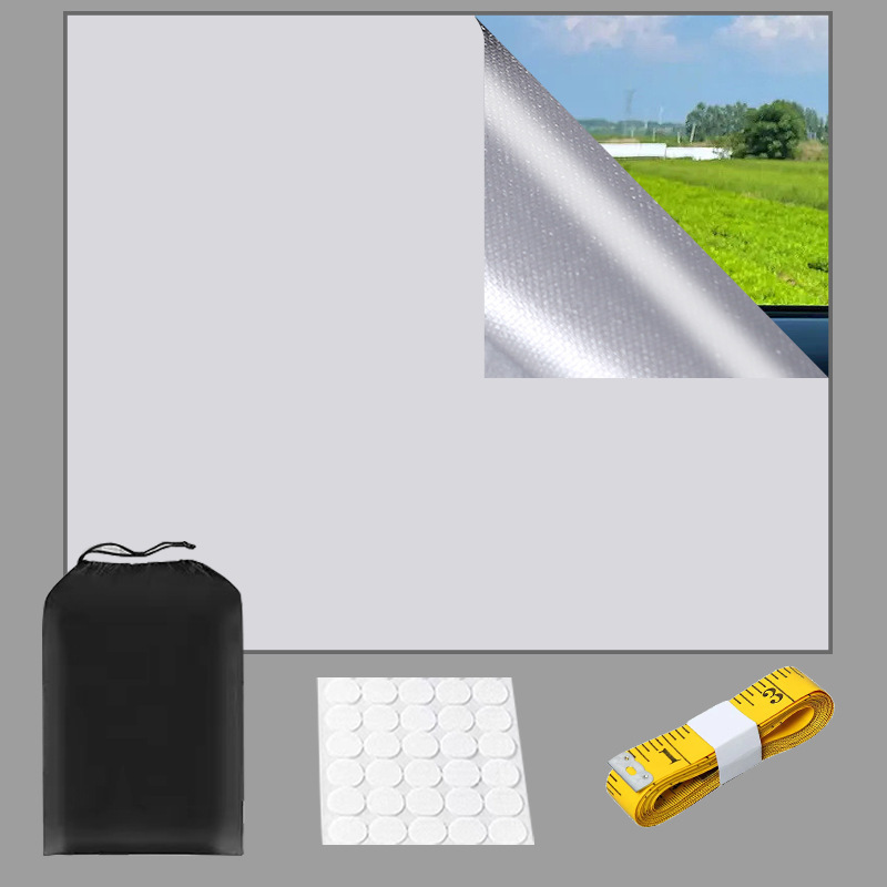 Silver coated Oxford cloth shading curtain travel homemade portable sun protection sunshade curtain cloth punch-free adhesive installation