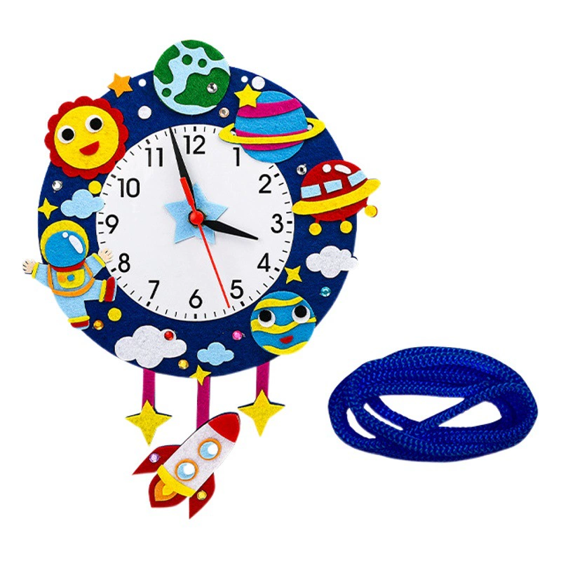 Детские Мультяшные часы своими руками, нетканые, Детские материалы ручной работы, Набор детских познавательных пособий