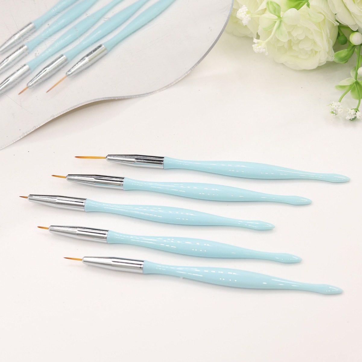 Set de Pinceles para Delineado de Uñas de Plástico Multifuncional para Manicura