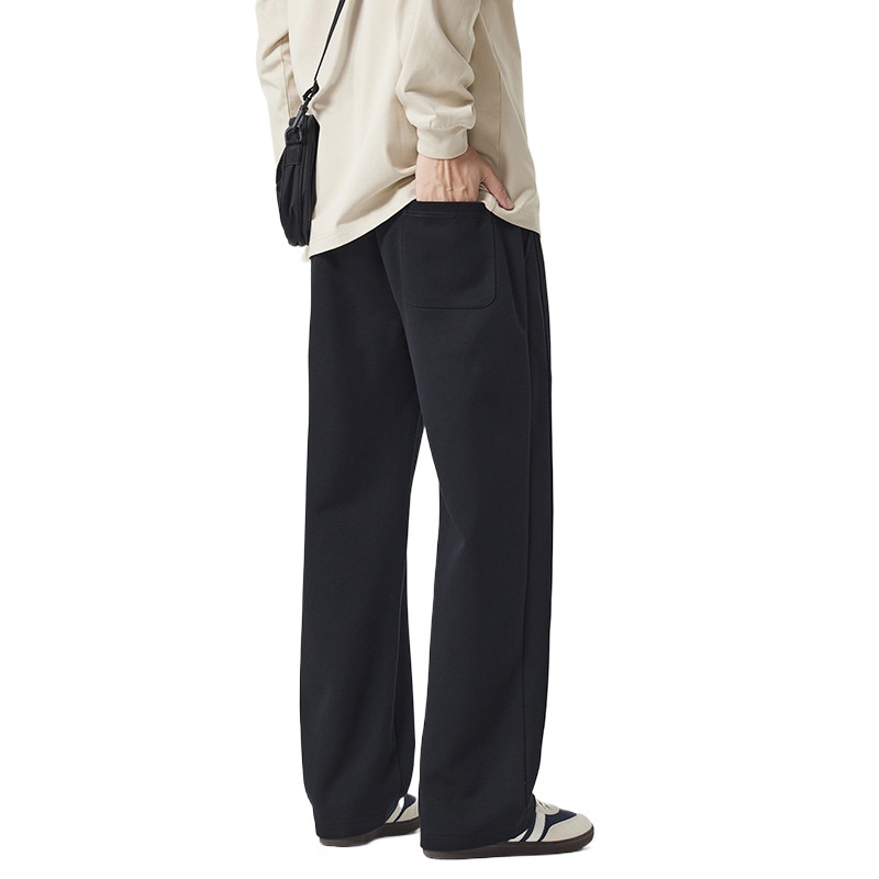 2025 otoño, invierno, otoño nuevo calentamiento deportivo, pantalones casuales rectos, pantalones de punto de moda holgados, pantalones negros