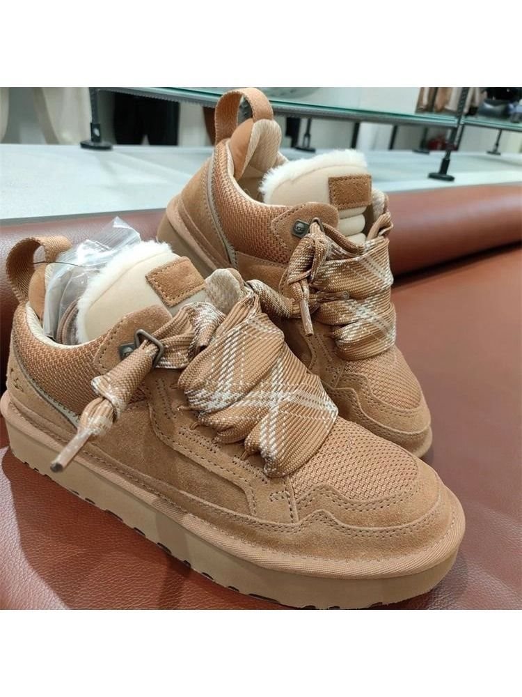 Thick-Soled Snow Boots for Women 2025 Autumn and Winter New Style Warm Sheepskin and Fur Integrated Sports Casual Cotton Shoes Meier Work Shoes
