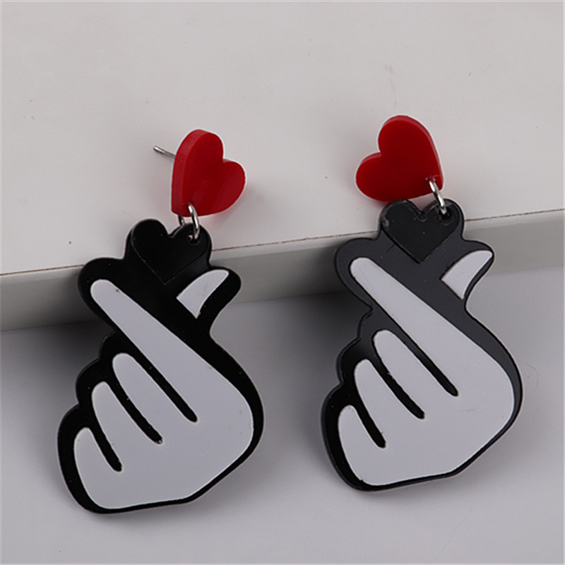 Daily Occasion Acrylic Material 1 Pair Fashion Heart Shape Patchwork Arylic Drop Earrings