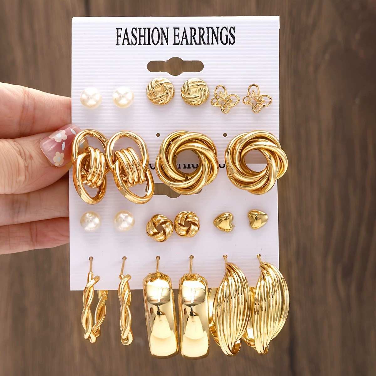 Ретро золотистые серьги, набор с жемчугом