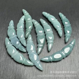 天然翡翠蓝水藕节手牌批发 diy莲藕手排吊坠玉石配件吊坠散件批发