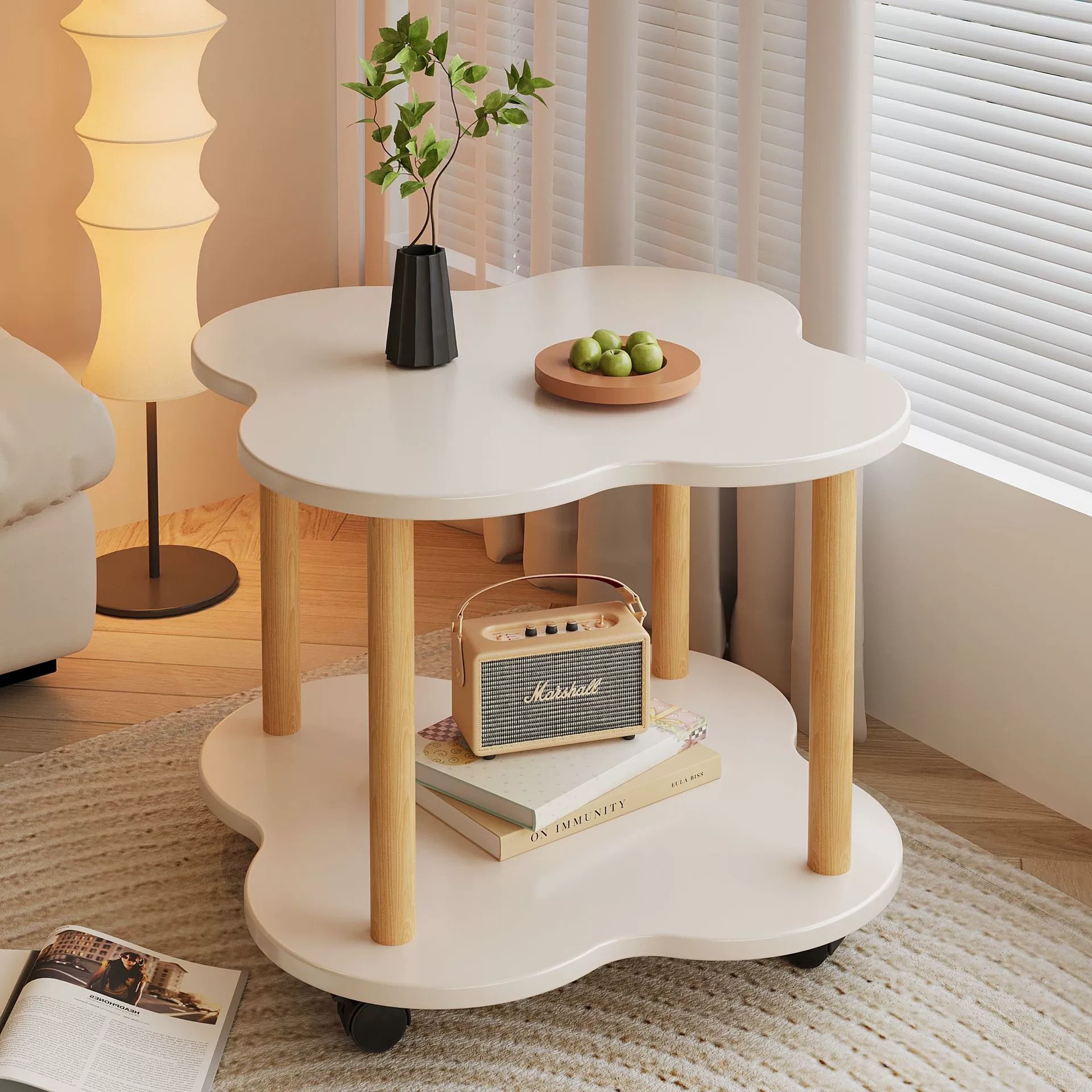 Fabricantes de mesas retrógradas pueden mover mesas redondas pequeñas mesas de té sala de estar doméstica pequeña casa simple estante de mesa de cabecera