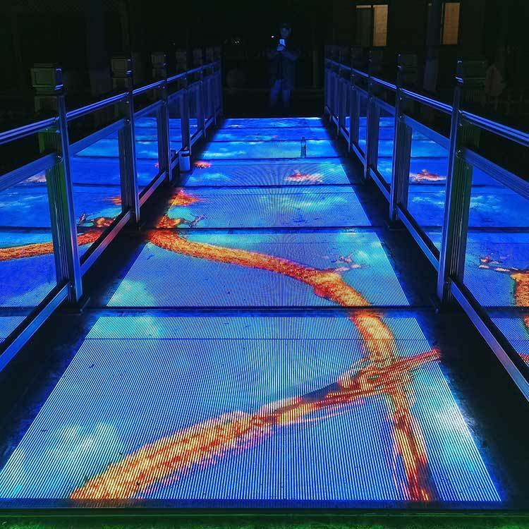 Outdoor Internet Celebrity Transparent Glass Plank Road Led Interactive Screen Scenic Area Led Floor Bridge Display Screen