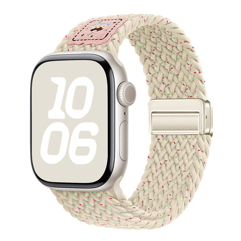 Suitable for Apple Watch1-11/Ultra1-3 Cake Print Woven Magnetic Buckle Watch Strap Suitable for Apple Watch1-11/Ultra1-3 Cake Print Woven Magnetic Buckle Watch Strap