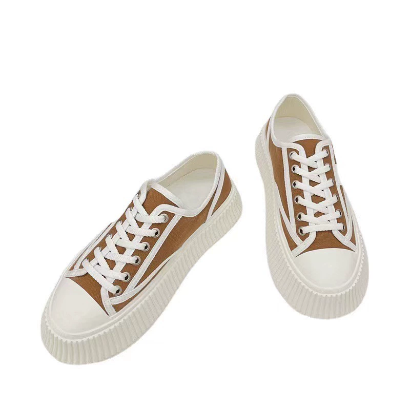 Тканевая повседневная обувь на платформе, низкие белые туфли, в стиле Шанель, 2021 год