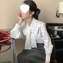 10白色新款2025年花边内搭设计感小众上衣法式温柔0衬衫女春装棉