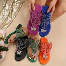 Lightweight Women's Rhinestone Butterfly Decor Slide拖鞋