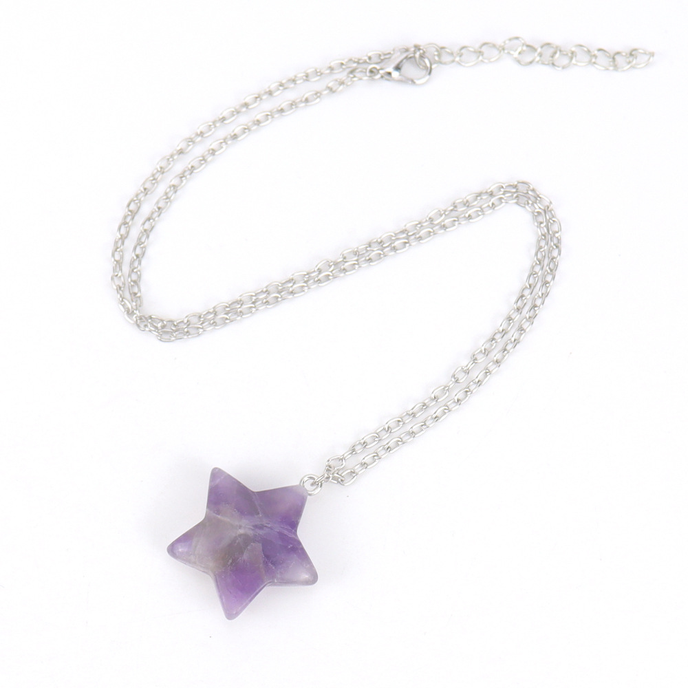 15g Weight Pendant Necklace Classification 1 Piece Quantity Street Occasion Crystal Material Star Pattern Women'S Gender Handmade Design Simple Style Style Simple Style Star Crystal Handmade Pendant Necklace 1 Piece 无