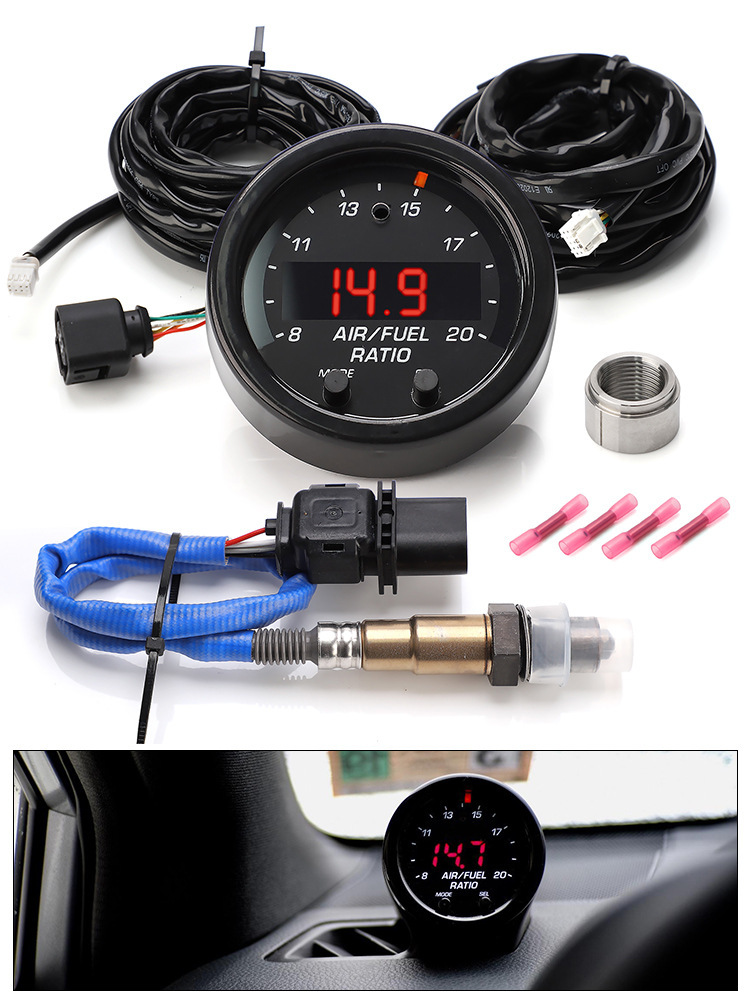 Car Modification Wide-Range Air-Fuel Ratio Gauge 52mm Air-Fuel Ratio Meter with Wide Oxygen Sensor Set Lsu4.9