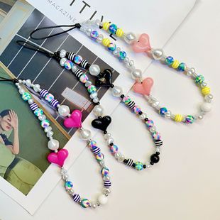 Stringting Same Style Ins Style Heart Beaded Mobile Phone Chain Song Zhiya Mobile Phone Case Lanyard Pendant Pendant