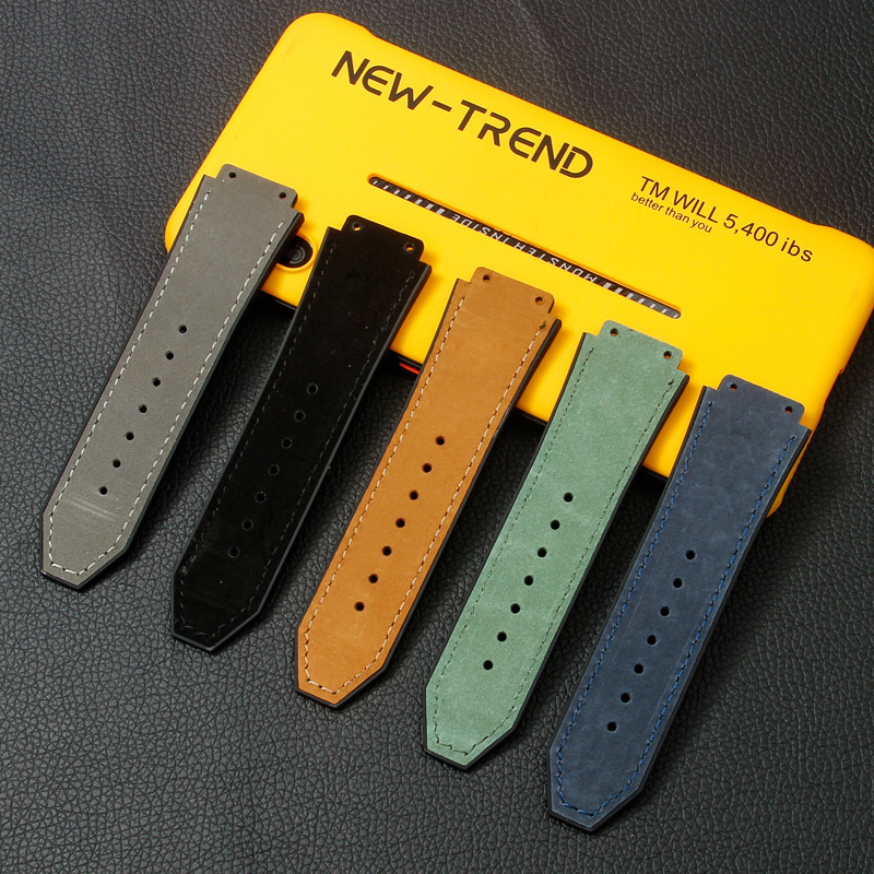 Watch Accessories Rubber Bottom Genuine Leather Strap Suitable for Hengbao Watch Strap for Men and Women HUBL0T Yubo Big Bang Belt Watch Accessories Rubber Bottom Genuine Leather Strap Suitable for Hengbao Watch Strap for Men and Women HUBL0T Yubo Big Bang Belt