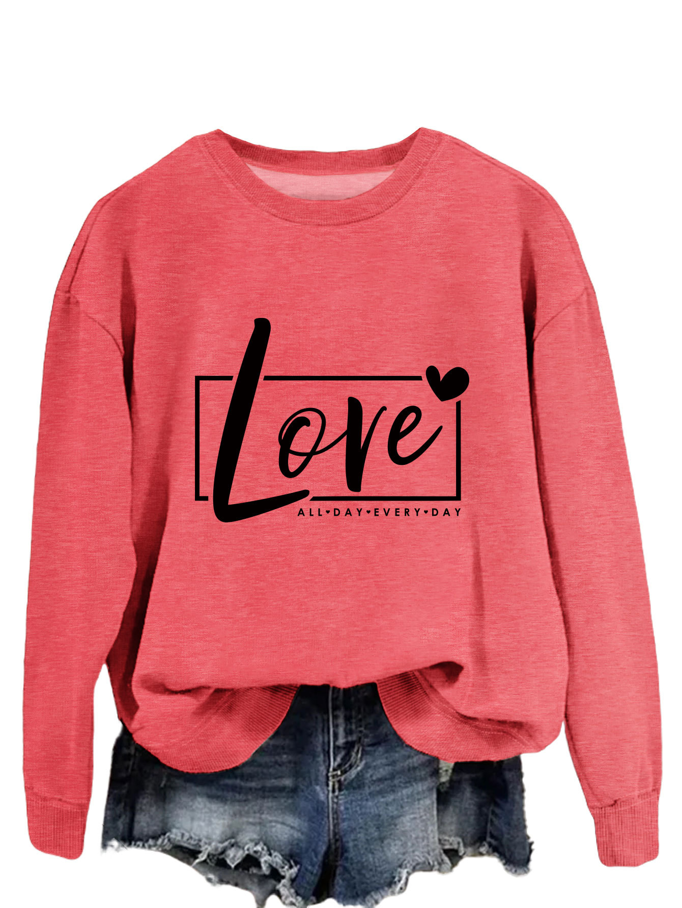 Women's Hoodies Long Sleeve Printing Basic Streetwear Letter Heart Shape display picture 45