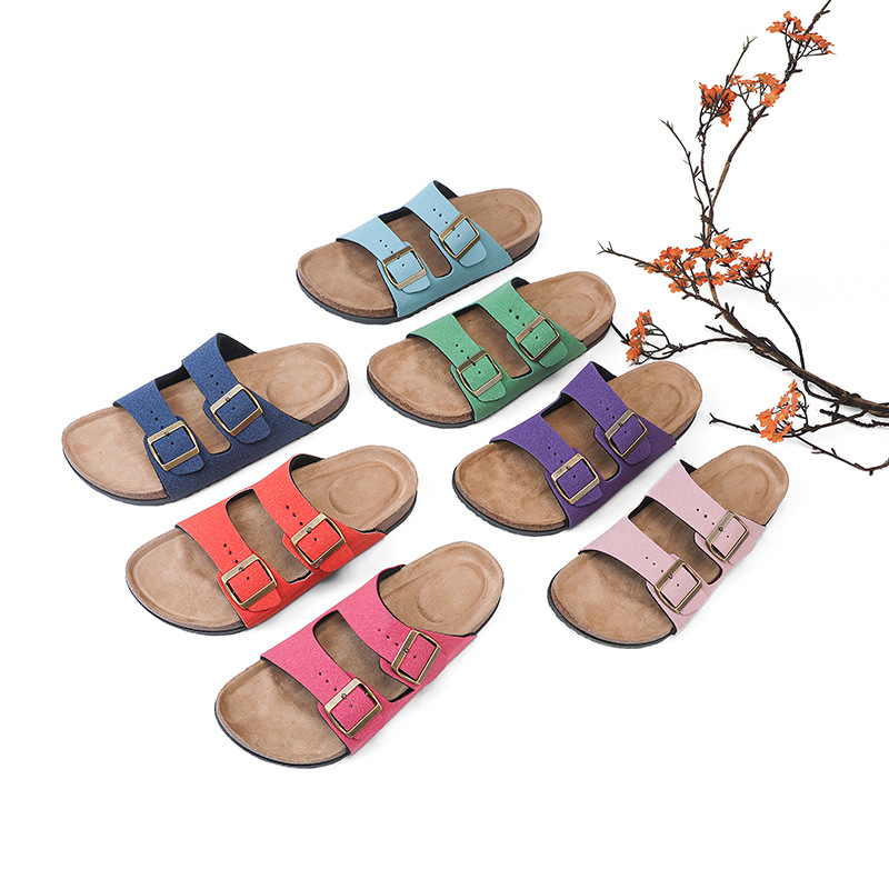 Pareja de zapatillas de corcho, zapatillas casuales y cómodas para mujeres, zapatillas frías para hombres, zapatillas de moda transfronterizas