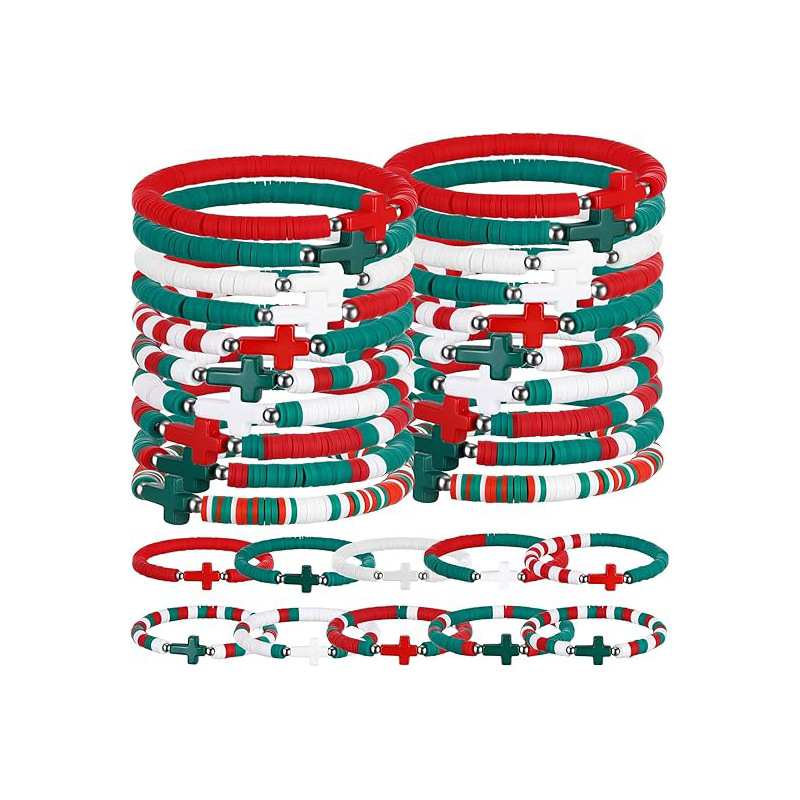 Amazon's Best-Selling Christmas J Festival 10-Piece Cross Soft Pottery Bracelet Bracelet Set Women's Party Gift Set