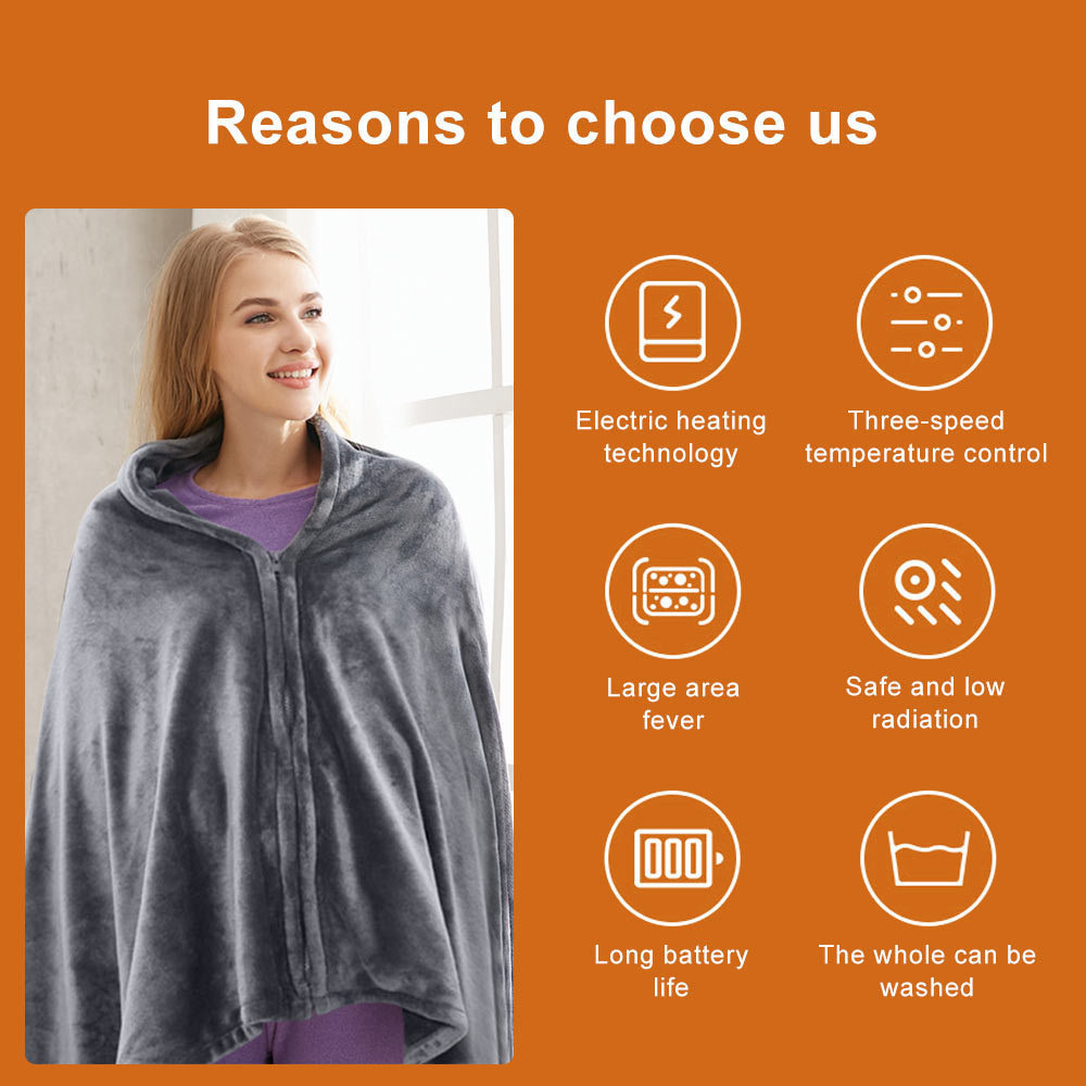 Manta exterior con calefacción eléctrica, manta cálida de terciopelo coral para el cuerpo, capa chal, manta calefactora y con carga USB,_voghion.com