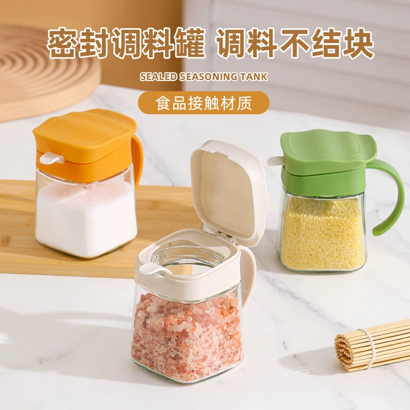 Стеклянная коробка для приправ Кухня Комбинация бытовых приправ костюм Баночка для приправ Бутылка для приправ Соляной горшок Масляный горшок