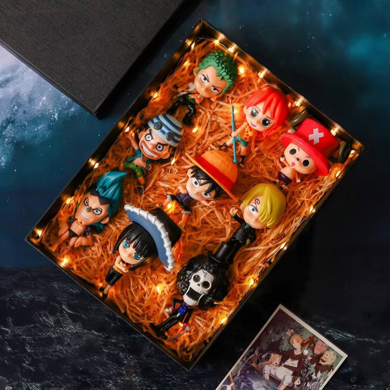 Uno de los piratas muñeca de oficina modelo de pastel decoración Q versión Luffy Sauron Ace Sanji Joba conjunto completo de anime